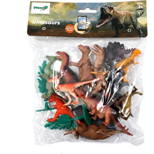 Bfy Toys 16'lı Dinazor Figür Seti 12 Adet Dinazor Çeşit 2 Taş 2 Ağaç Dinosaurs Set T-Rex Tyrannosaurus Y058 ürün görseli 1