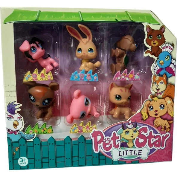 Miniş Little Pet Shop Little Pet Shop Neşeli Minişler 6'lı Miniş Ailesi Oyuncak Pet Star 6'lı Miniş Koleksiyonu ürün görseli 1