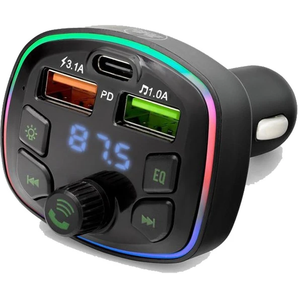 Araç Fm Transmitter Bluetooth 5.0 USB Sd Card Müzik Oto Aksesuar ürün görseli 1