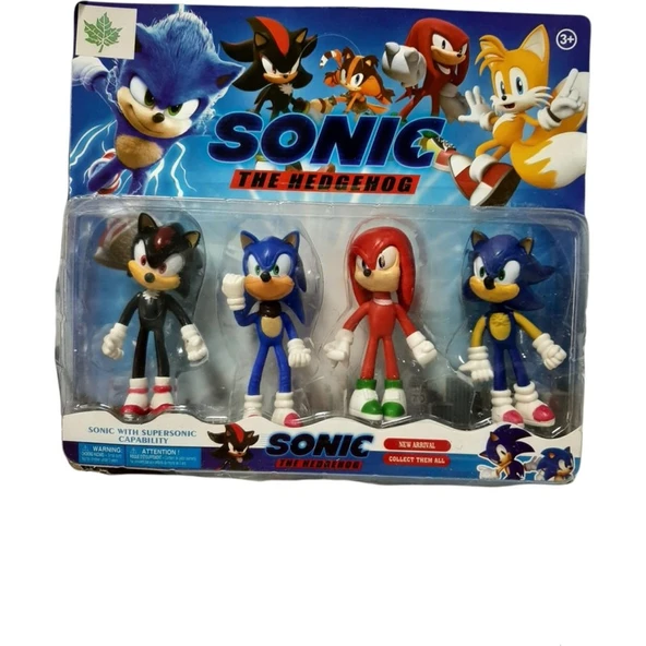 Sonic Kirpi Sonic Oyuncak Super Sonıc-Shadow-Sonic-Knuckles 4'lü Figür Karakter Oyuncak Seti ürün görseli 1