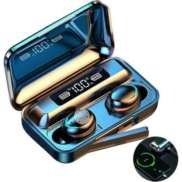 Koçak Elektronik Bluetooth Kulaklık Kulakiçi Powerbankli Çift Mikrofonlu Dokunmatik Kablosuz Kulaklık Earbuds Tws F9-5 ürün görseli 1