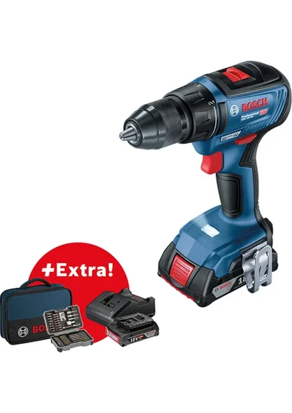 Bosch GSR 18V-50 Çift Akülü Vidalama Makinesi + 43 Parça Set ürün görseli 1