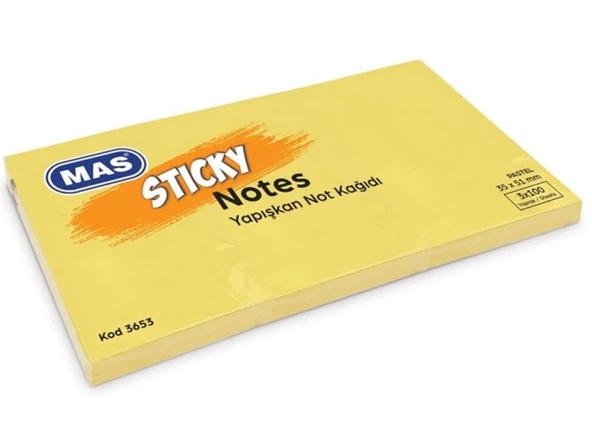 Mas Postit 35X51 Yapışkanlı Not Kağıdı 100 Sayfa 3 Lü Pastel Sarı - 2 adet ürün görseli 1