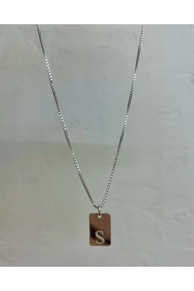 925 Gümüş | Harfini Seç Plaka Kolye Unisex - Resim 2