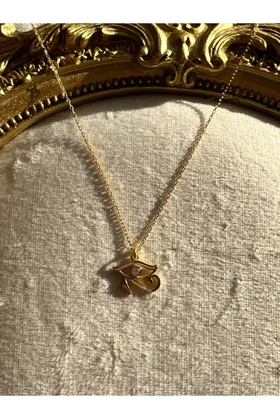 Ra Gözü Gümüş Kolye Gold & Silver - Resim 5