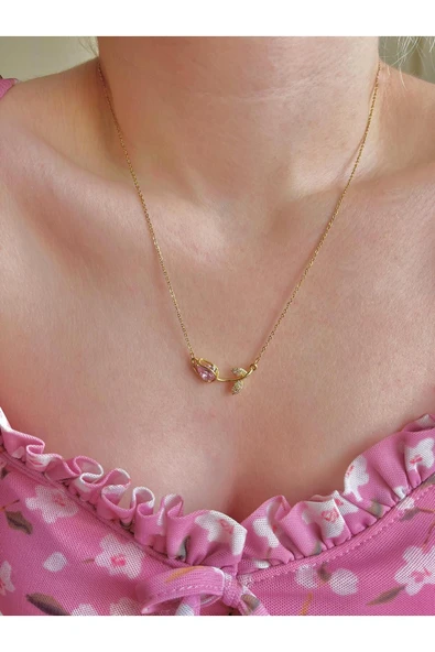 316L Çelik Love Tulip Kolye ürün görseli 1