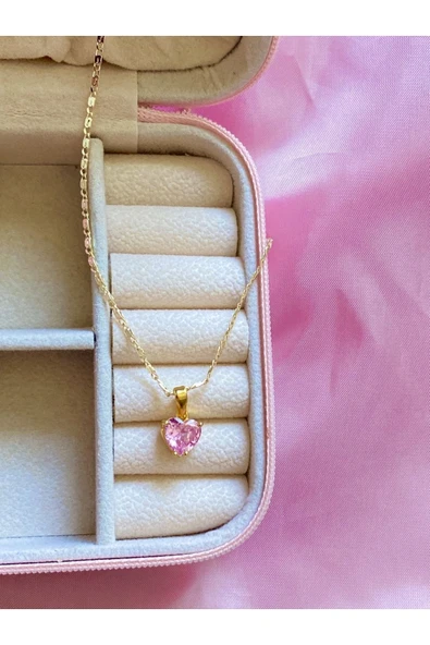 Altın Kaplama Lovely Pink Kolye ürün görseli 1