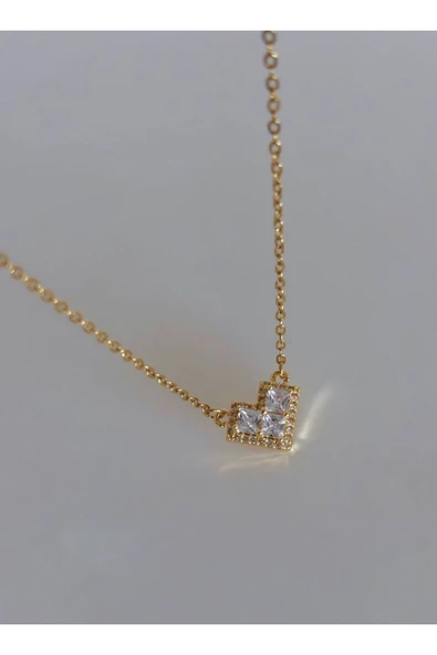 Lover Zirkon Taşlı Kolye | 316L Çelik - Resim 2