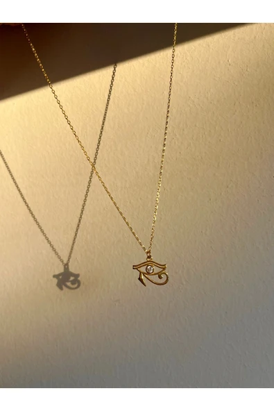 Ra Gözü Gümüş Kolye Gold & Silver - Resim 3