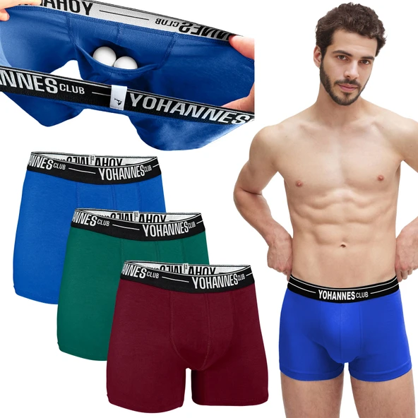 Yohannes Club Erkek Özel Keseli Pamuklu Boxer,3'lü Paket ürün görseli 1