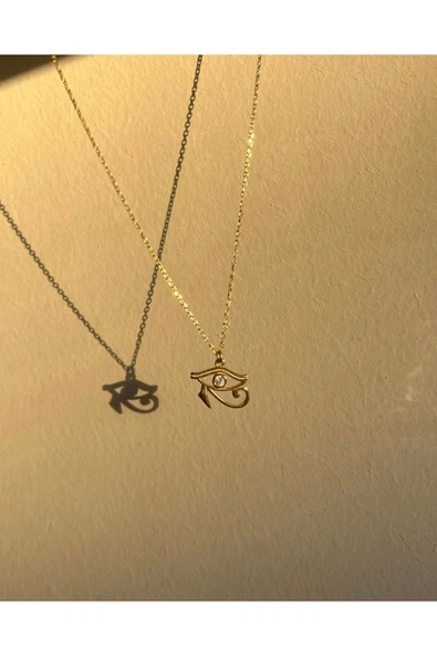 Ra Gözü Gümüş Kolye Gold & Silver - Resim 4