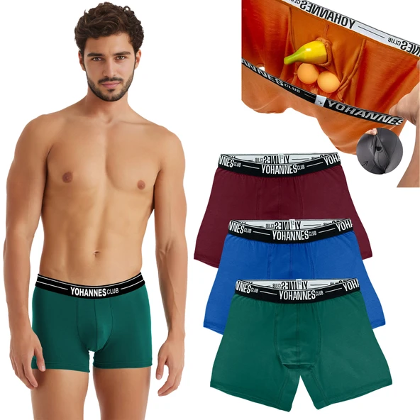 Yohannes Club Erkek Özel Anatomik Pamuklu Boxer, 3'lü Paket ürün görseli 1
