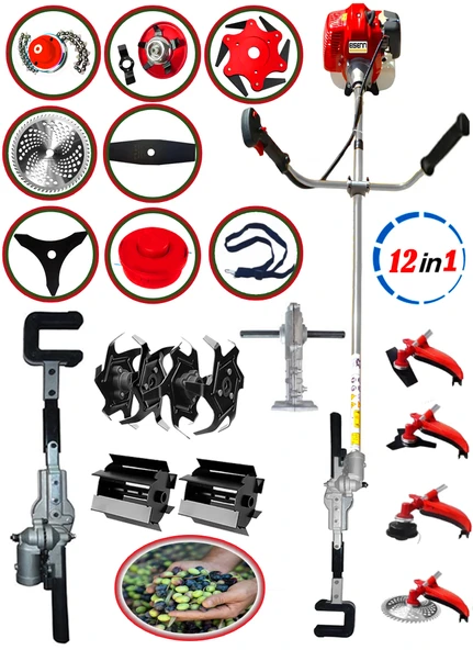 EISENN Yan tipi Benzinli Motorlu Tırpan + Zeytin Badem Hasat Makinası + Çapalama Seti Toplam 13 Parça ürün görseli 1