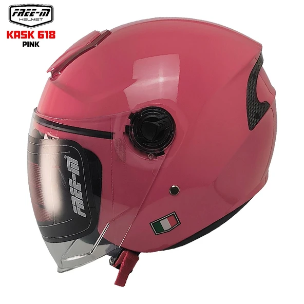 FREE-M 618 YARIM KASK PEMBE(GÜNEŞ VİZÖRLÜ) ürün görseli 1