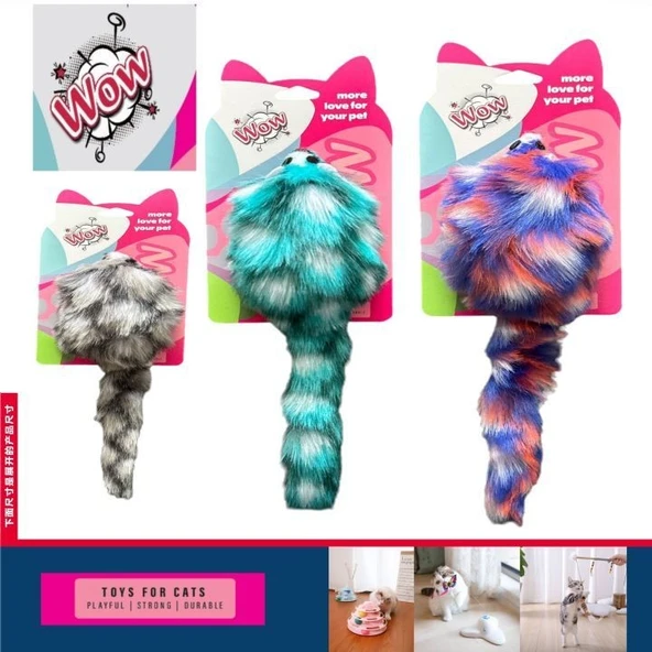 WOW KEDİ OYUNCAK TÜYLÜ RENKLİ FARE ürün görseli 1