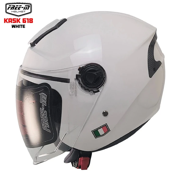 FREE-M 618 YARIM KASK BEYAZ(GÜNEŞ VİZÖRLÜ) ürün görseli 1