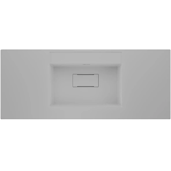 Real Stone Flatstone 90x50 Beyaz Etajerli Granit Banyo Lavabosu ürün görseli 1