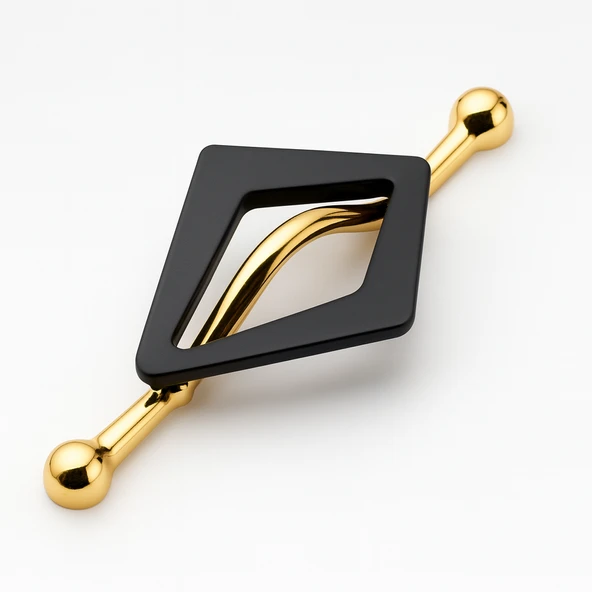 Altın Siyah Metal Kulp 96 mm Dekoratif Dolap ve Çekmece Kapak Kolu Lüx Mobilya Gold Kulpları ürün görseli 1