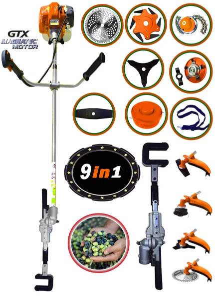 EISENN 2000 Seri Yan tipi Benzinli Motorlu Tırpan + Zeytin Badem Hasat Makinası 10 Parça Özel Set ürün görseli 1