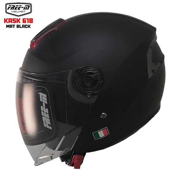 FREE-M 618 YARIM KASK MAT SİYAH(GÜNEŞ VİZÖRLÜ) ürün görseli 1