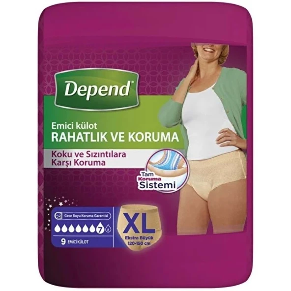 Depend Emici Külot Yetişkin Bezi XL Extra Büyük (İç Adet 9 Adet) ürün görseli 1