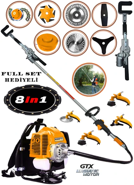 EISENN Hero 9000 Sırt tipi Benzinli Motorlu Tırpan + Zeytin Badem Hasat Makinası 9 Parça Özel Set ürün görseli 1