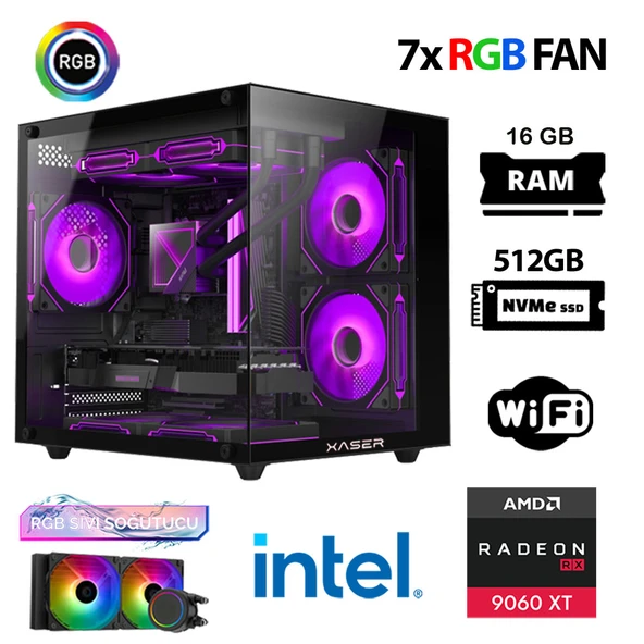 Xaser Eco X110 i9 14900KF 16GB DDR5 Ram 512GB M.2 NVMe SSD 16GB RX9060 XT Sıvı Soğutmalı Oyuncu Tavsiye Sistem ürün görseli 1