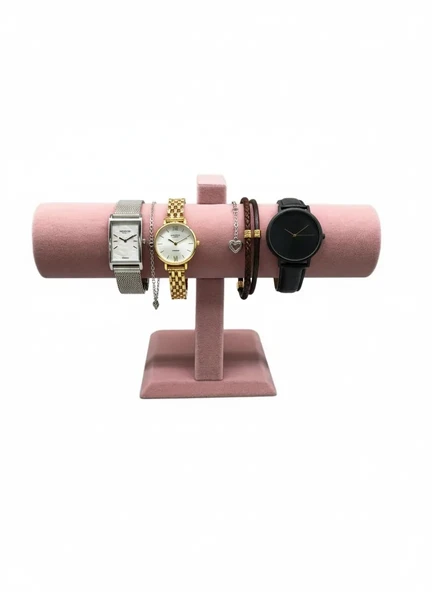 Tekli Süet Kumaş Pembe Renk 22/16 cm Saat Bileklik Sergileme Standı ürün görseli 1