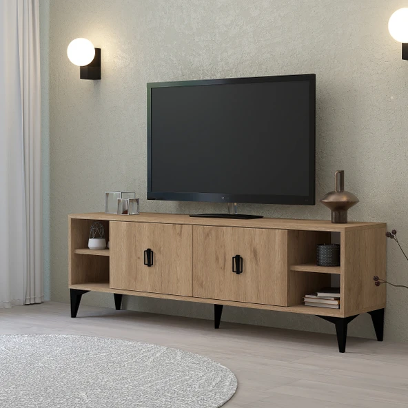 Evmo Home 3507 Deren TV Ünitesi 150 Cm Raflı Kapaklı Sepet ürün görseli 1