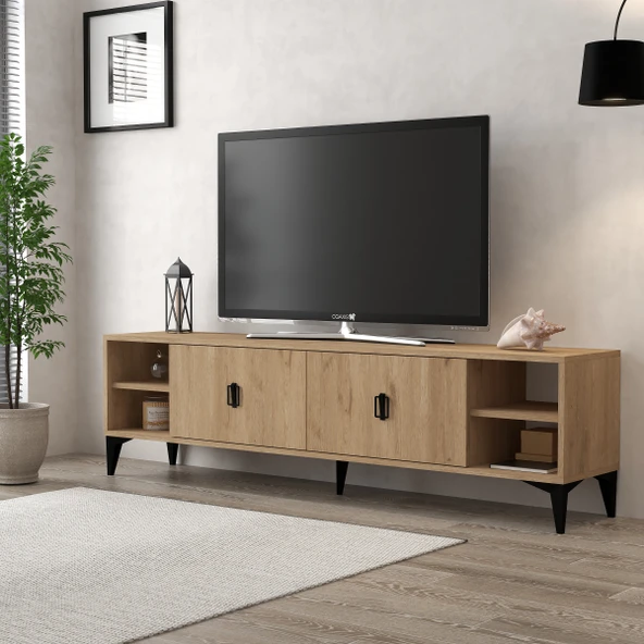 Evmo Home 3807 Deren TV Ünitesi 180 Cm 2 Kapaklı Raflı Sepet ürün görseli 1