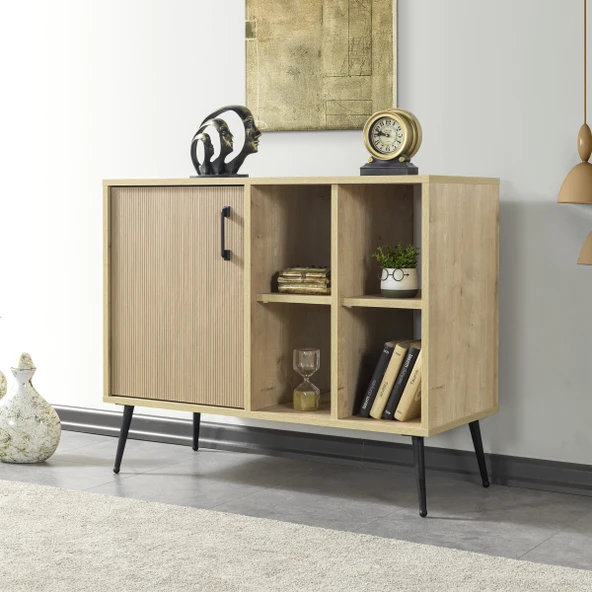 Evmo Home 4110 Şile Metal Ayaklı Metal Kulplu 100 Cm Konsol - Tv Ünitesi - Yemek Odası Yunus - Safir ürün görseli 1