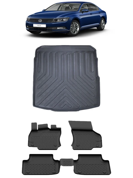 Sahler Passat B8-B8.5 2015-2022 4.5D Paspas 3D Rizline Bagaj Havuzu Set ürün görseli 1