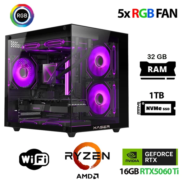 Xaser Eco X230 Ryzen 5 8400F 32GB DDR5 Ram 1TB M.2 NVMe SSD 16GB RTX5060Ti Oyun Hazır Sistem ürün görseli 1
