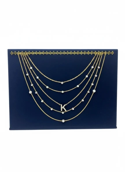 Süet Kumaş Lacivert Renk 24/34 Cm Enine Tırnaklı Ayaklı Tesbih-kolye-zincir Sergileme Standı ürün görseli 1
