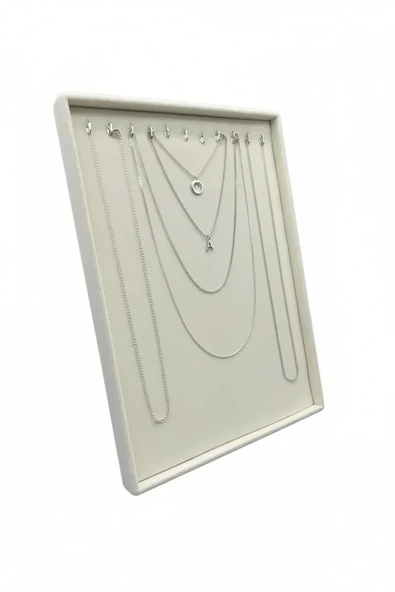 Süet Kumaş Krem Renk 34/24 Cm Saç Ayaklı Kolye Zincir Tebih Sergileme Standı ürün görseli 1