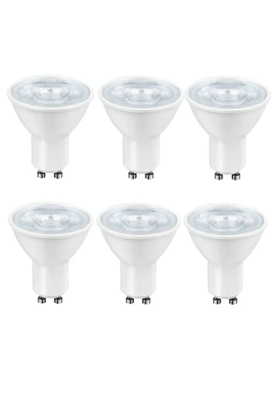 ZMR-121/B.65 6’lı 7W GU10 LED Çanak Ampul Seti 6500K Beyaz Işık Mercekli 540lm Yüksek Verimli Aydınlatma ürün görseli 1
