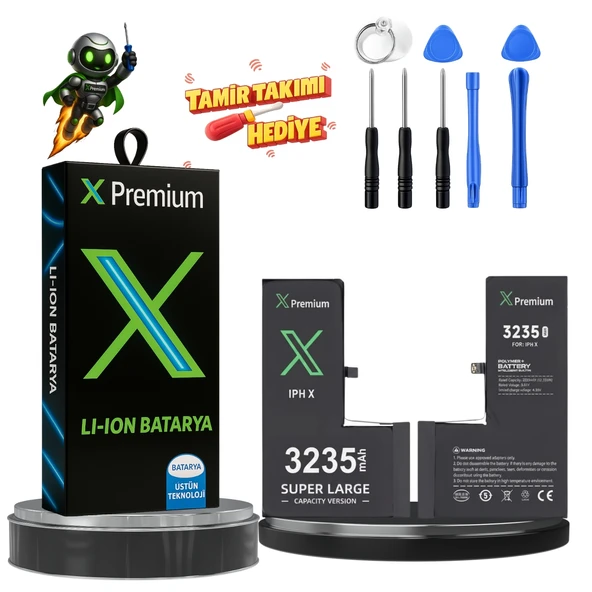 iPhone X Batarya Xpremium Pil Süper Yüksek Kapasiteli Güçlendirilmiş 3235 mAh ürün görseli 1