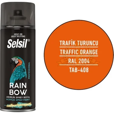 Selsil Rainbow Akrilik Sprey Boya Trafik Turuncu 400 Ml. - Ral2004 ürün görseli 1