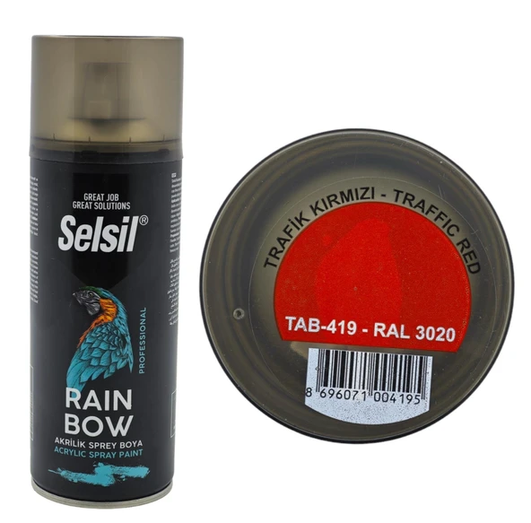Selsil Raınbow Akrilik Sprey Boya 400ml - Trafik Kırmızı ürün görseli 1