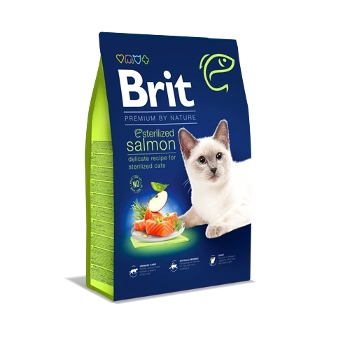 Brit Premium By Nature Kısırlaştırılmış Kediler İçin, Somon Balıklı Kuru Mama 8 kg ürün görseli 1