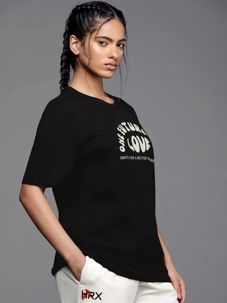 Baskılı Oversize T-shirt - Siyah - Resim 2
