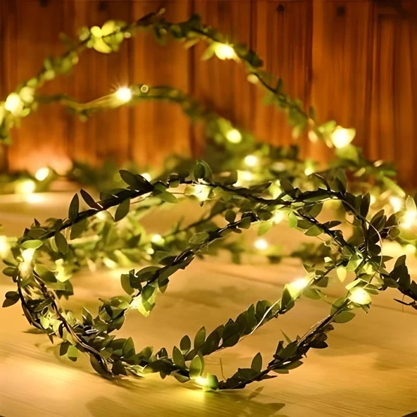 Yapraklı Dekorlu 3 Metre Peri Led Pilli Işık Yılbaşı Aydınlatma ürün görseli 1