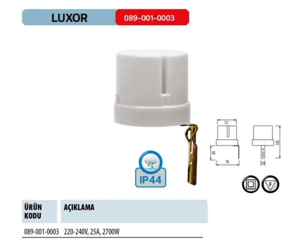 HOROZ Luxor Fotosel Role 25A Gece Gündüz Algılama Rölesi IP44 220v 2700W ürün görseli 1