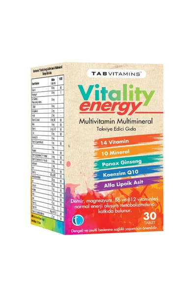 Tabvitamins Vitality Energy 30 Tablet ürün görseli 1
