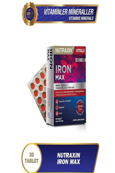 Nutraxin Iron Max Takviye Edici Gıda 30 Tablet ürün görseli 1