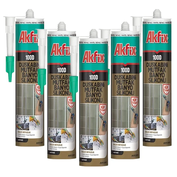 5 ADET - Akfix Sa061 Duşakabin Silikonu 100d / 310ml Şeffaf ürün görseli 1