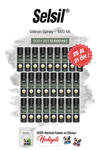 Selsil 500 ml, 25 AL 21 ÖDE Silikon Sprey ve rosie pamuk ürün görseli 1