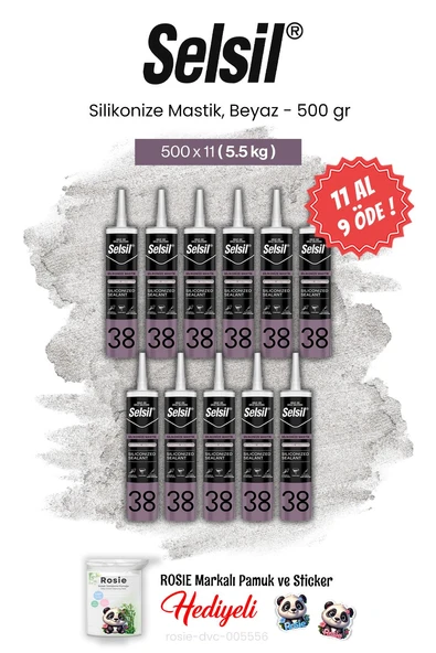Selsil 500 gr, Silikonize Mastik, Beyaz 11 AL 9 ÖDE ve rosie pamuk ürün görseli 1