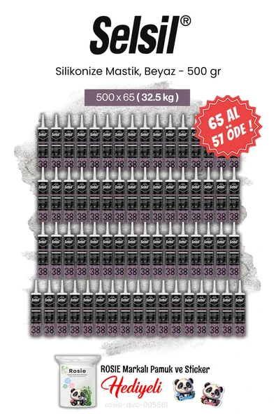 Selsil 65 AL 57 ÖDE, 500 gr Silikonize Mastik, Beyaz ve rosie pamuk ürün görseli 1