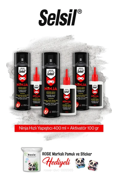 Selsil 3'lü Ninja Hızlı Yapıştırıcı Set ve rosie pamuk ürün görseli 1